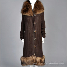 15PKCAS37 леди модные зимние длинные норки кашемира пальто
